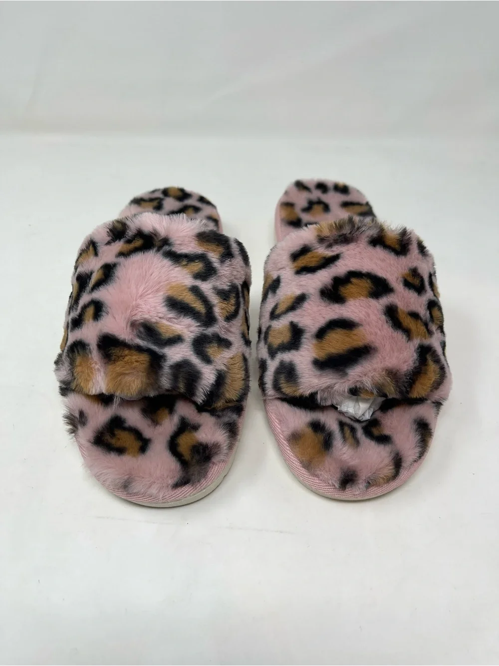Array Pink Leopard Print Fuzzy Slide Slippers - Picture 2 of 9